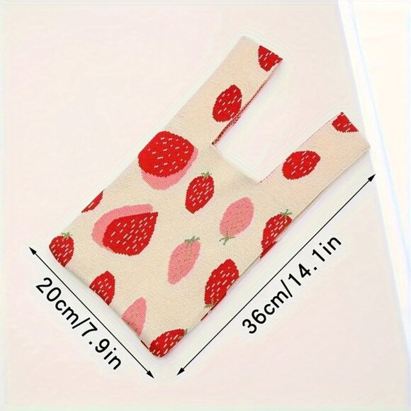 Travel Passions - Charming Strawberry Knitted Tote Bag - Picture 5 of 5